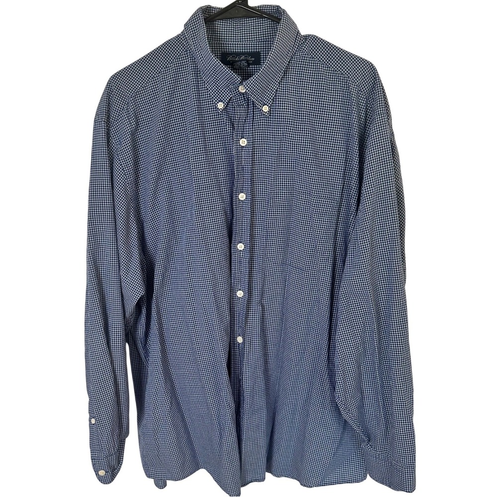 Brooks Brothers Shirt Men XL Blue‎ Gingham Check Button Down Cotton Long Sleeve